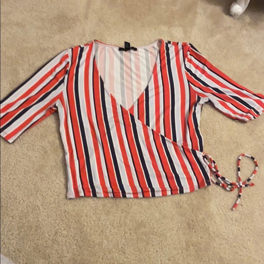 Striped wrap top